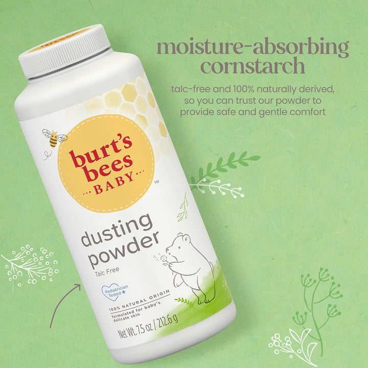 Burt'S Bees Baby Dusting Powder, 100% Natural Origin, Talc-Free, Pediatrician Tested, 7.5 Ounces, Pack of 3, Pack May Vary