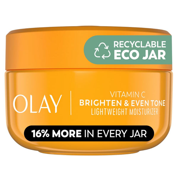 Olay Bright & Even Vitamin C with Lactic Acid Face Moisturizer, 2 Oz Lightweight Brightening Face Cream for Uneven Skin Tone, Recyclable Eco Jar Packaging, Value Size