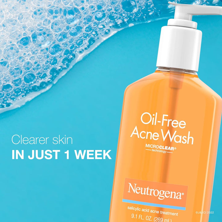 Neutrogena Oil-Free Acne Fighting Facial Cleanser, 2% Salicylic Acid Acne Treatment, Daily Oil-Free Acne Face Wash for Acne-Prone Skin with Salicylic Acid, 9.1 Fl. Oz