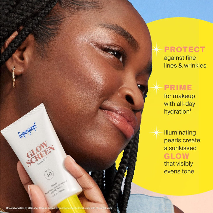 Supergoop! Glowscreen SPF 40, Golden Hour (Bronze Glow) - 0.68 Fl Oz - Glowy Primer + Broad Spectrum Tinted Sunscreen - Helps Filter Blue Light - Hydration - Hyaluronic Acid & Vitamin B5