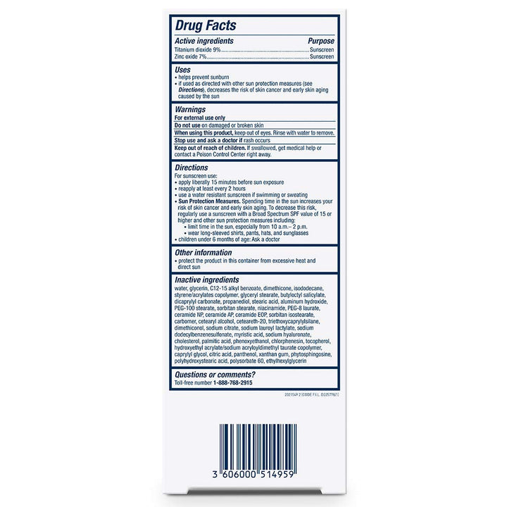 Cerave 100% Mineral Sunscreen SPF 50, Face Sunscreen with Zinc Oxide & Titanium Dioxide, Hyaluronic Acid + Niacinamide + Ceramides, Oil Free, Travel Size 2.5 Oz