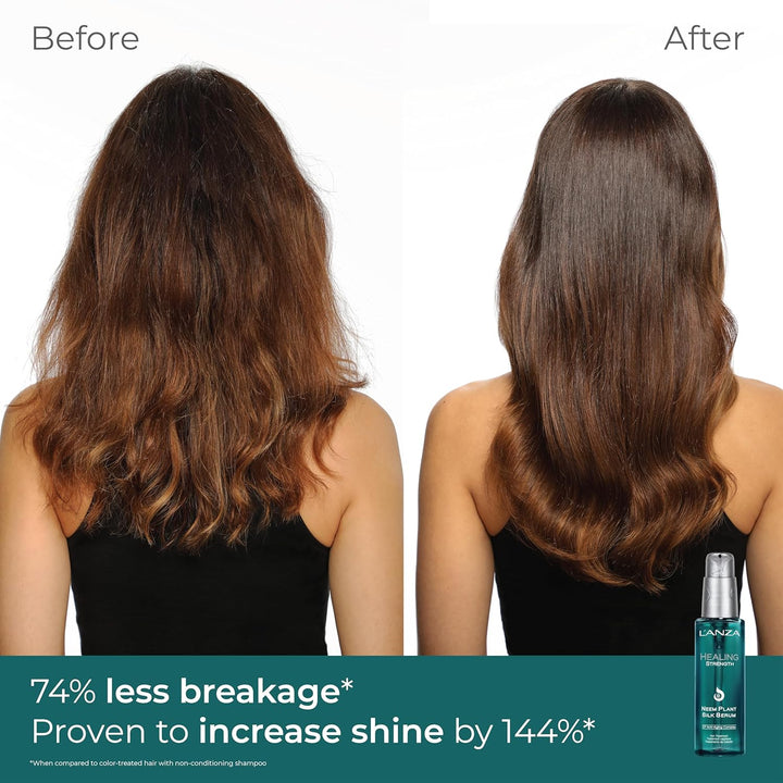 L'ANZA Healing Strength Neem Plant Silk Hair Serum, Neem Oil anti Frizz Damaged Hair Treatment, Nourishes, Strengthens, Boosts Shine, and Prevents Breakage from Split Ends, New Bottle (3.4 Fl Oz)