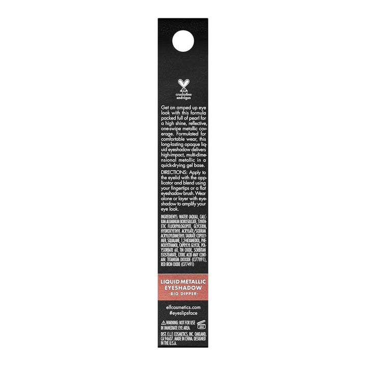 E.L.F. Liquid Metallic Eyeshadow, Gel Formula, High-Impact Multi-Dimensional Finish, One-Swipe Coverage, Big Dipper, 0.1 Fl Oz (3Ml)