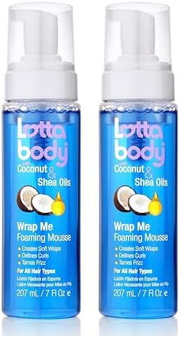Lottabody Coconut Oil and Shea Wrap Me Foaming Curl Mousse , Creates Soft Wraps, Hair Mousse for Curly Hair, Defines Curls, anti Frizz, 7 Fl Oz