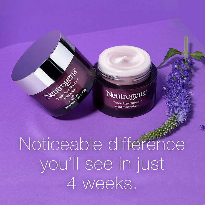 Neutrogena Triple Age Repair Face Moisturizer with SPF 25, 1.7 Oz Jar, Anti-Aging Face Cream, SPF Moisturizer & Neck Cream, anti Wrinkle Lotion for Dark Spots, Glycerin & Shea Butter