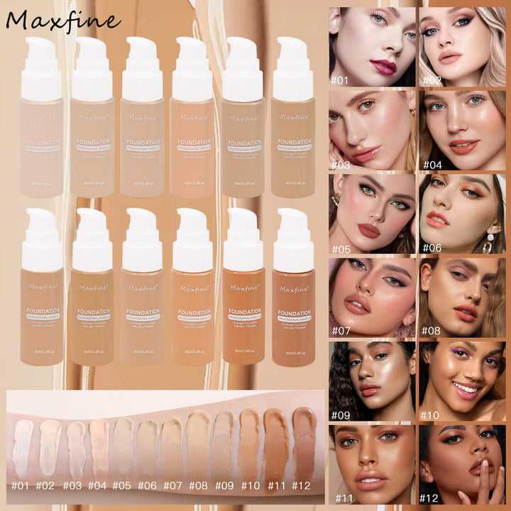 Makeup Foundation, 12 Color Base Liquid Set, Long Lasting (6, 40Ml)
