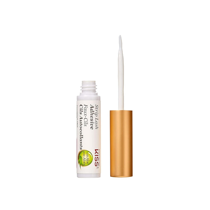 KISS Clear Strip Lash Adhesive with Aloe, Waterproof, Formaldehyde and Latex Free, Odor Free, Cruelty Free, Super Strong Hold Eyelash Glue with Brush Applicator, 0.17 Oz.