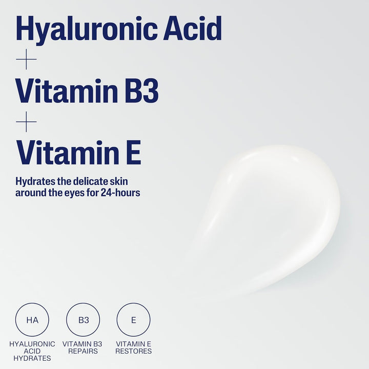 Cetaphil Hydrating Eye Gel-Cream, with Hyaluronic Acid, 0.5 Fl Oz, Brightens and Smooths under Eyes, 24 Hour Hydration for All Skin Types, (Packaging May Vary)