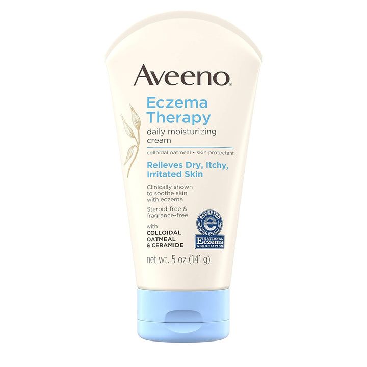 Aveeno Eczema Therapy Daily Moisturizing Body Cream for Sensitive Skin, Soothing Eczema Relief Cream, Colloidal Oatmeal & Ceramide for Dry & Itchy Skin, Steroid- & Fragrance-Free, 12 Oz