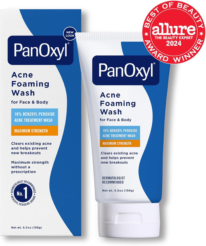 Panoxyl Acne Foaming Wash Benzoyl Peroxide 10% Maximum Strength Antimicrobial, 5.5 Oz