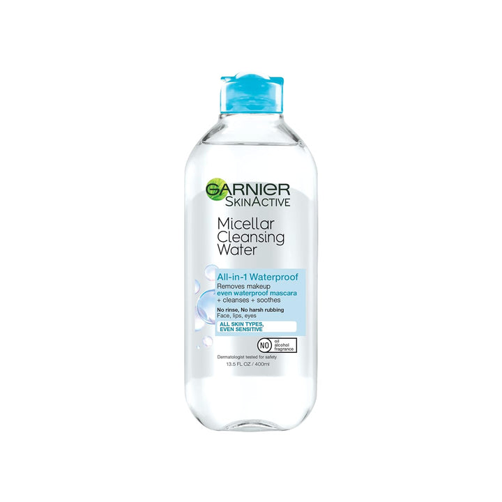 Garnier Micellar Water for Waterproof Makeup, Hydrating Facial Cleanser & Makeup Remover, Suitable for Sensitive Skin, Vegan, Cruelty Free, 13.5 Fl Oz (400Ml), 2 Count