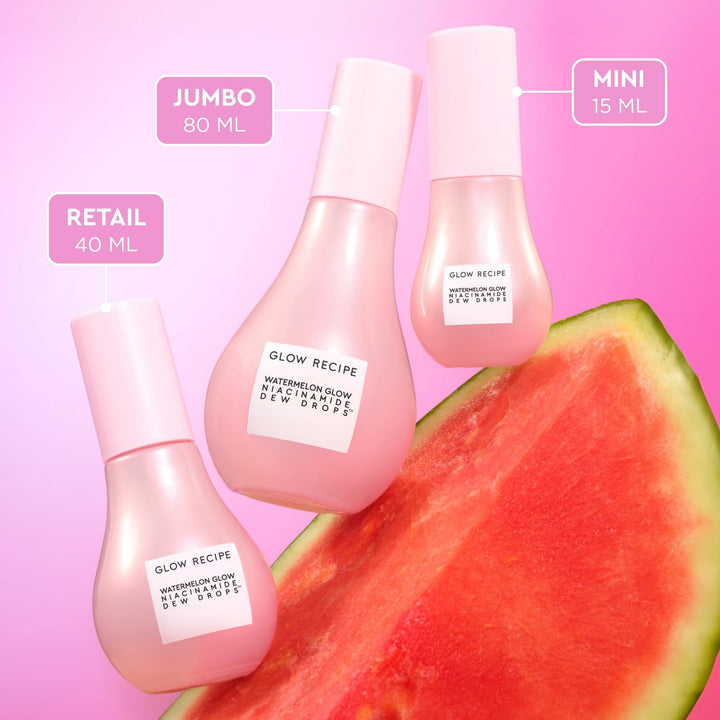 Glow Recipe Watermelon Niacinamide Dew Drops - Brightening, Plumping Hydrating Face Serum, Makeup Primer + Liquid Highlighter with Hyaluronic Acid - Dewy & Glowing Korean Skin Care (40Ml)