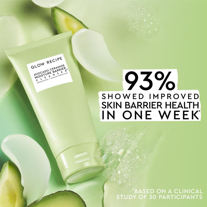 Glow Recipe Avocado Ceramide Facial Cleanser for Dry Skin - Hydrating Gel to Foaming Face Wash for Women & Men - Gentle Moisture Barrier Repair with Hyaluronic Acid & Colloidal Oatmeal, 150Ml