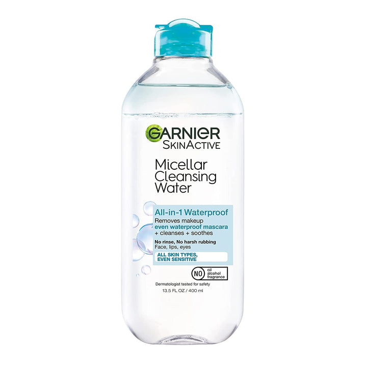 Garnier Micellar Water for Waterproof Makeup, Hydrating Facial Cleanser & Makeup Remover, Suitable for Sensitive Skin, Vegan, Cruelty Free, 13.5 Fl Oz (400Ml), 2 Count