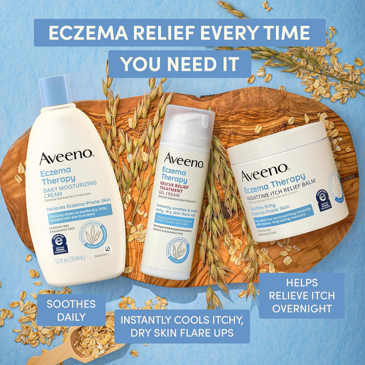 Aveeno Eczema Therapy Daily Moisturizing Body Cream for Sensitive Skin, Soothing Eczema Relief Cream, Colloidal Oatmeal & Ceramide for Dry & Itchy Skin, Steroid- & Fragrance-Free, 12 Oz