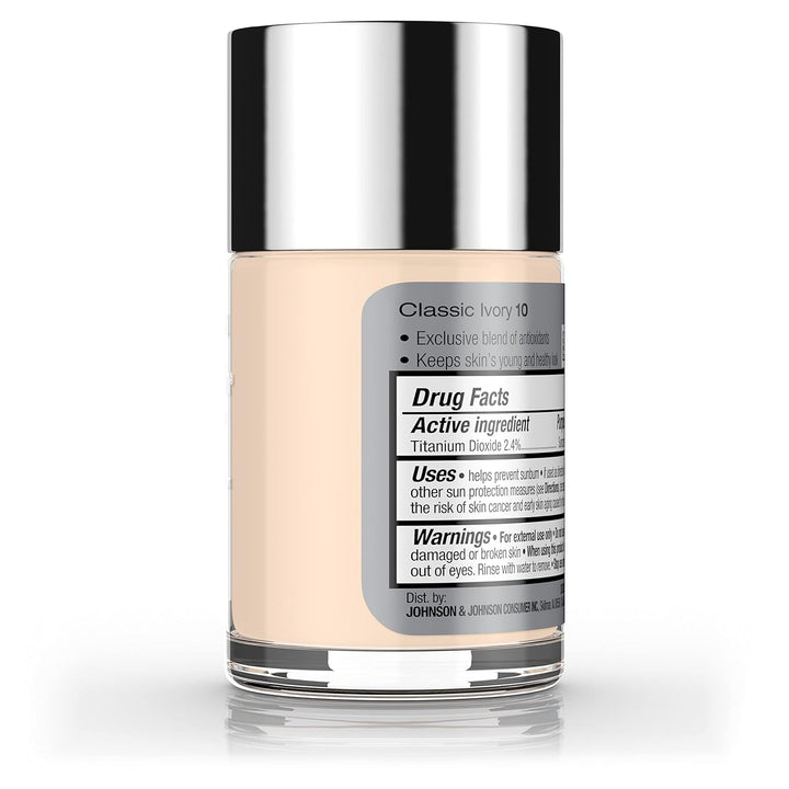 Neutrogena Healthy Skin Liquid Makeup Foundation with Broad Spectrum SPF 20 Sunscreen, Medium Coverage Foundation with Nourishing Pro-Vitamin B5, Classic Ivory 10, 1 Fl. Oz