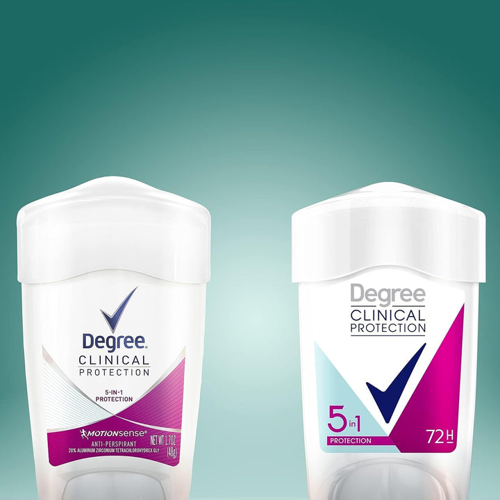 Degree Clinical Protection Antiperspirant Deodorant 72-Hour Sweat & Odor Protection 5-In-1 Antiperspirant for Women 1.7 Oz