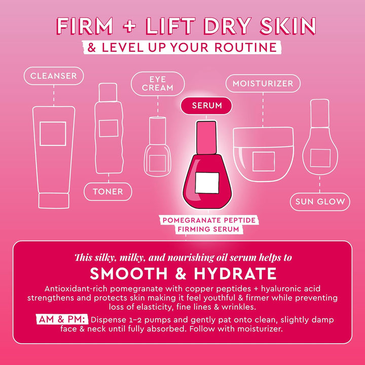 Glow Recipe Pomegranate Copper Peptides Face Serum - Plumping, Firming Multi Peptide anti Aging Serum for Women & Men + Hydrating Hyaluronic Acid to Smooth Lines, Support Collagen & Skin Elastin, 30Ml