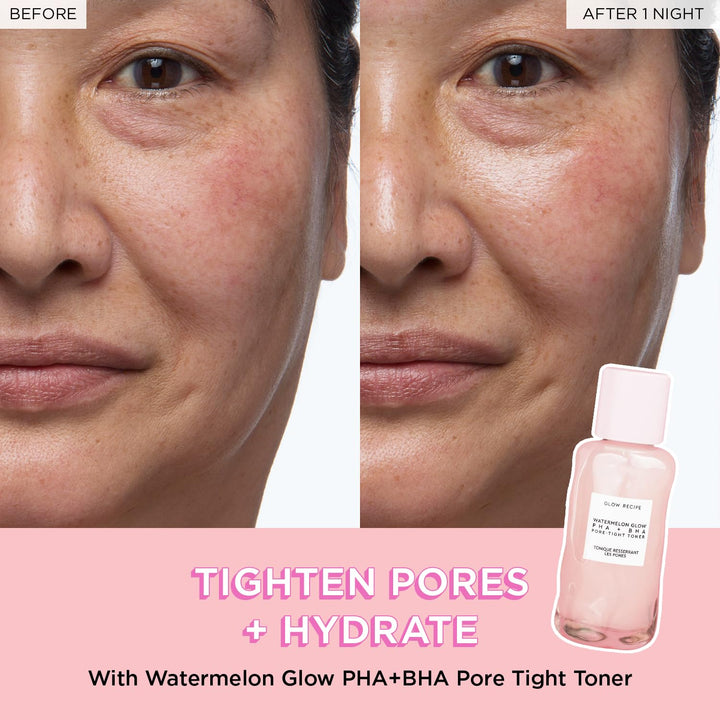 Glow Recipe PHA + BHA Face Toner - Korean Skin Care Pore Minimizer & Gentle Facial Exfoliator for Tightening, Hydrating & Exfoliating - Glycerin, Watermelon & Cactus Water (40Ml)
