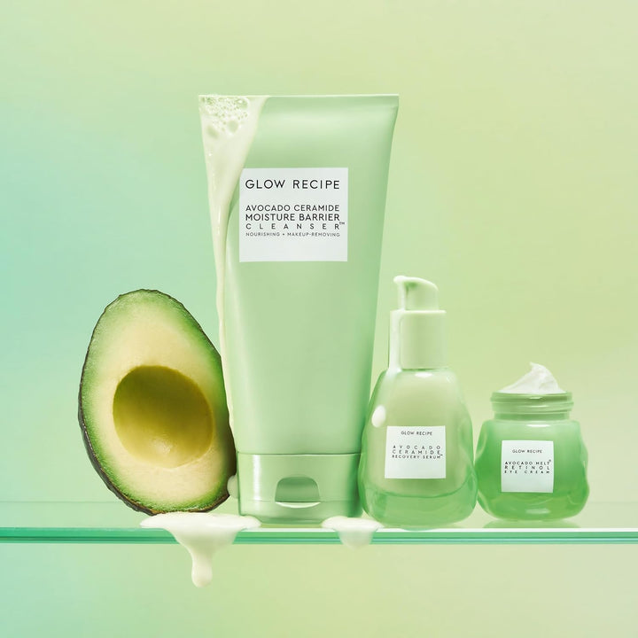 Glow Recipe Avocado Ceramide Facial Cleanser for Dry Skin - Hydrating Gel to Foaming Face Wash for Women & Men - Gentle Moisture Barrier Repair with Hyaluronic Acid & Colloidal Oatmeal, 150Ml