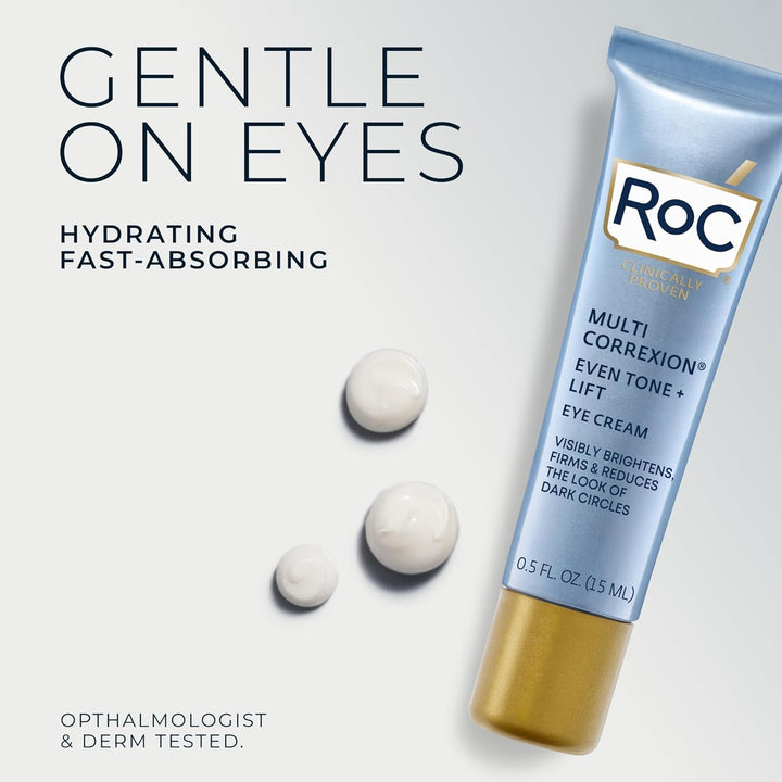 Roc Multi Correxion 5 in 1 Anti-Aging Eye Cream for Puffiness, under Eye Bags & Dark Circles, Skin Care Treatment with Shea Butter, (.5 Oz) with Night Cream Packette (Packaging May Vary)