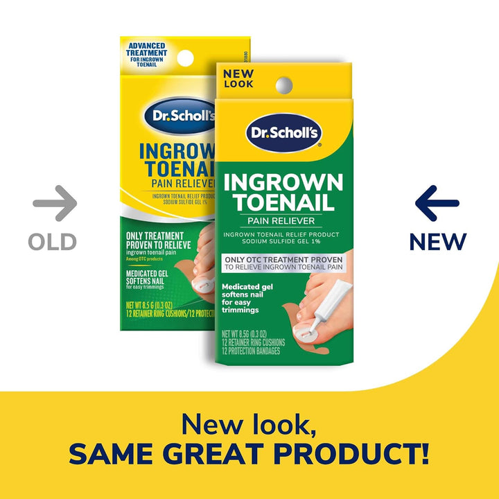 Dr. Scholl'S Ingrown Toenail Pain Reliever, 0.3Oz // Medicated Gel Softens Nails for Easy Trimming and Foam Ring and Bandage Protect the Affected Area White