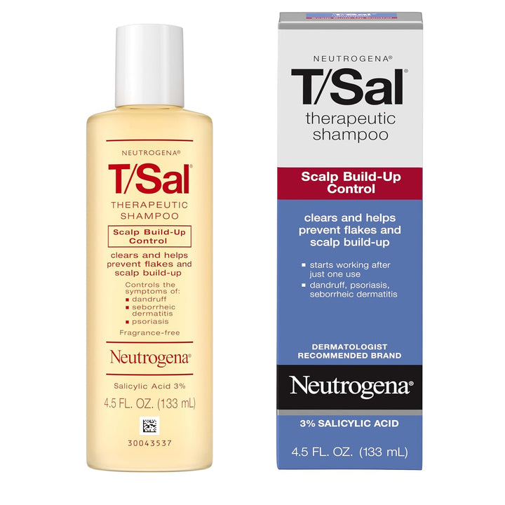 Neutrogena T/Sal Therapeutic Scalp Shampoo for Scalp Build-Up Control with 3% Salicylic Acid, Scalp Treatment for Dandruff, Scalp Psoriasis & Seborrheic Dermatitis Relief, 4.5 Fl. Oz