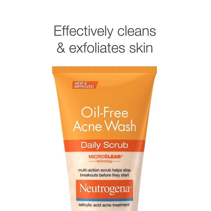 Neutrogena Oil-Free Acne Face Scrub, 2% Salicylic Acid Acne Treatment Medicine, Daily Face Wash to Help Prevent Breakouts, Oil Free Exfoliating Facial Cleanser for Acne-Prone Skin, 4.2 Fl. Oz