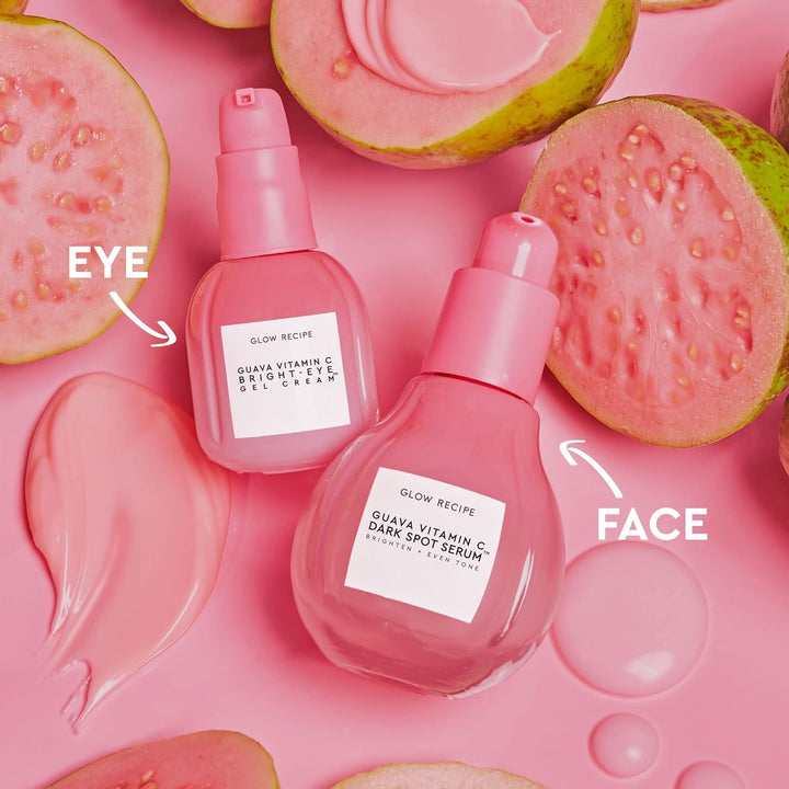 Glow Recipe Guava Vitamin C Brightening Eye Gel - Niacinamide, Peptides & Green Caffeine Gentle under Eye Cream for Dark Circles, Puffiness & Bags - Lightweight, Hydrating, Firming - Makeup Prep, 15Ml