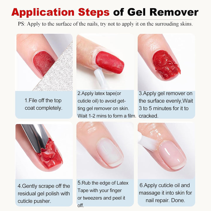 Gel Nail Polish Remover,Gel Remover for Nails No Need to Soak or Wrap, Quickly Remove Nail Polish in 2-5 Minutes, Professional Nail Remover Kit