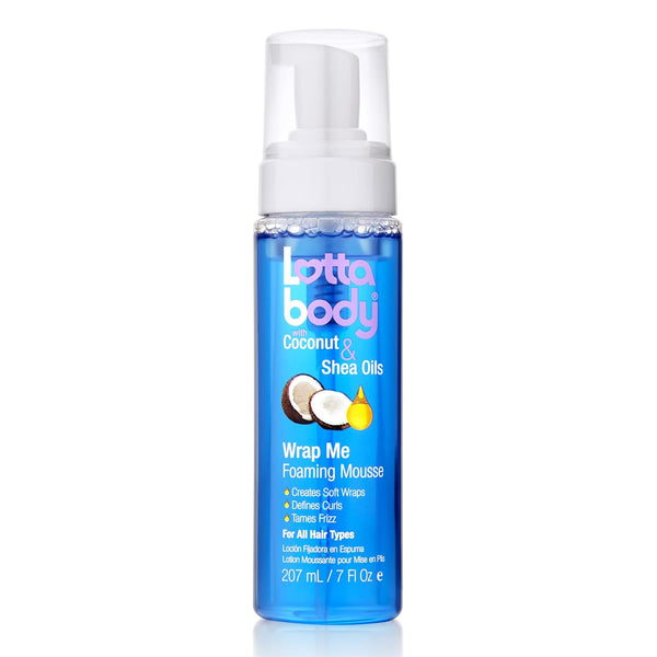 Lottabody Coconut Oil and Shea Wrap Me Foaming Curl Mousse , Creates Soft Wraps, Hair Mousse for Curly Hair, Defines Curls, anti Frizz, 7 Fl Oz