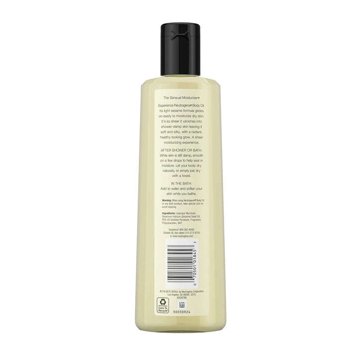 Neutrogena Body Oil Light Sesame Formula, 16 Fl Oz, Radiant Glow Moisturizer for Dry Skin, Bath & Shower Oil for Smooth and Hydrated Skin