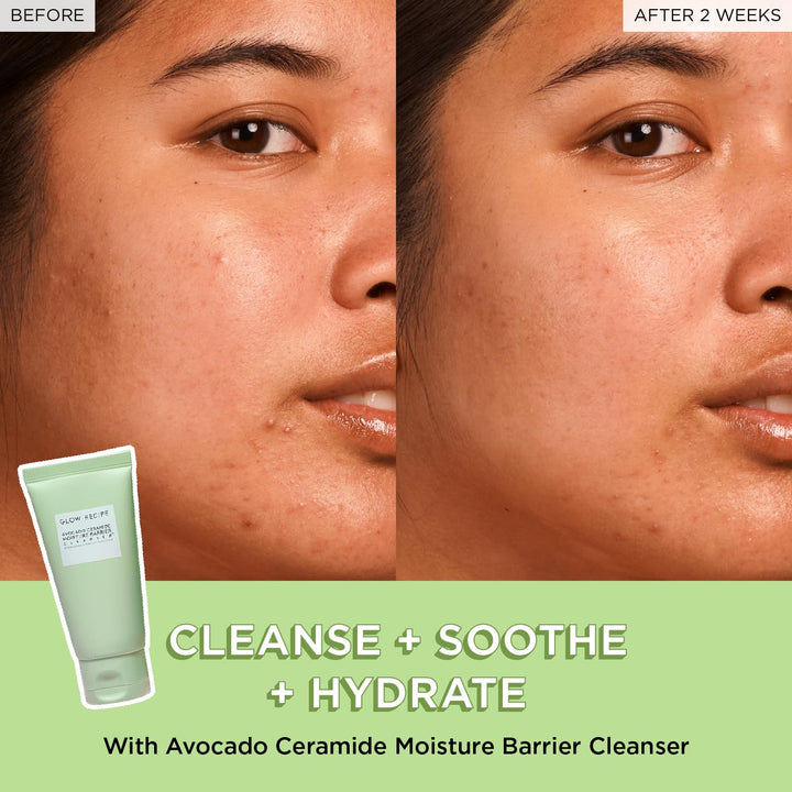 Glow Recipe Avocado Ceramide Facial Cleanser for Dry Skin - Hydrating Gel to Foaming Face Wash for Women & Men - Gentle Moisture Barrier Repair with Hyaluronic Acid & Colloidal Oatmeal, 150Ml