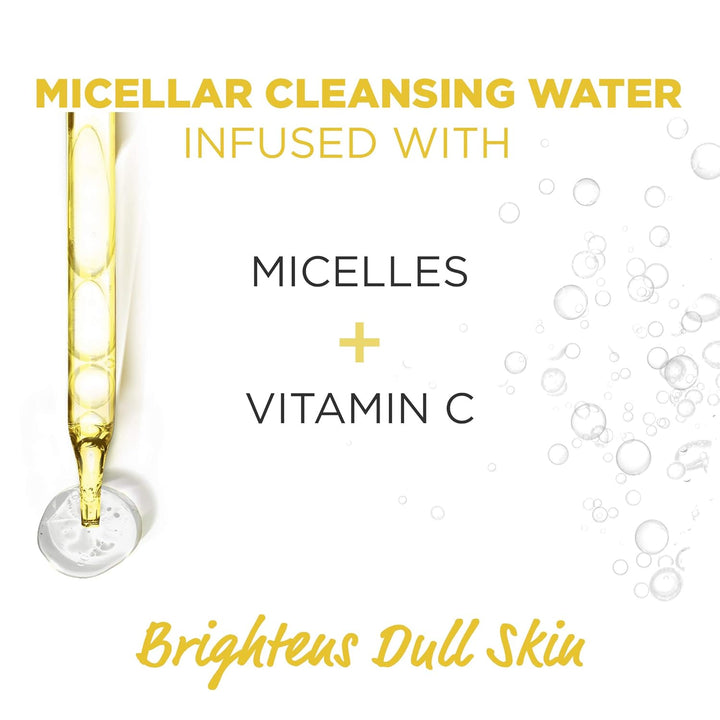 Garnier Micellar Water with Vitamin C, Facial Cleanser & Makeup Remover, Brightening & Hydrating, for All Skin Types, Vegan, Cruelty Free, 13.5 Fl Oz (400Ml), 2 Count