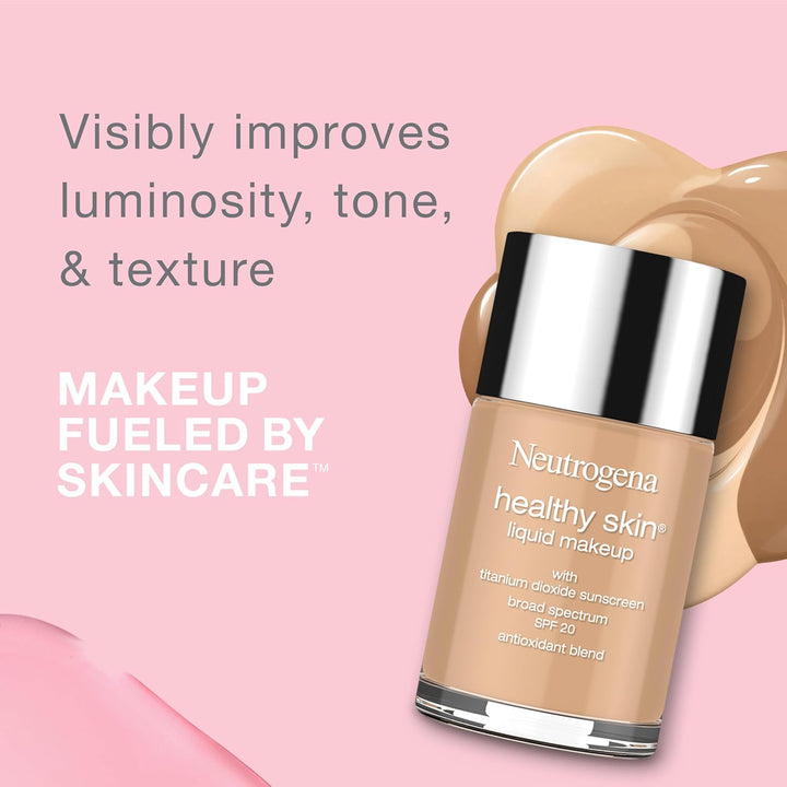 Neutrogena Healthy Skin Liquid Makeup Foundation with Broad Spectrum SPF 20 Sunscreen, Medium Coverage Foundation with Nourishing Pro-Vitamin B5, Classic Ivory 10, 1 Fl. Oz