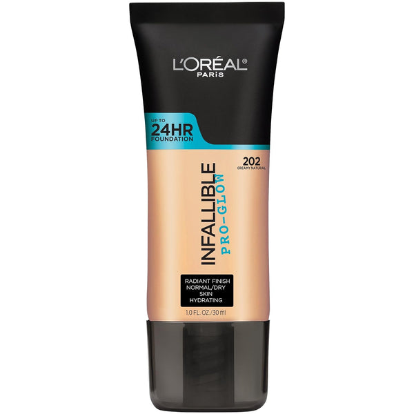 L'Oreal Paris Makeup Infallible up to 24HR Pro-Glow Foundation, Creamy Natural, 1 Fl Oz.