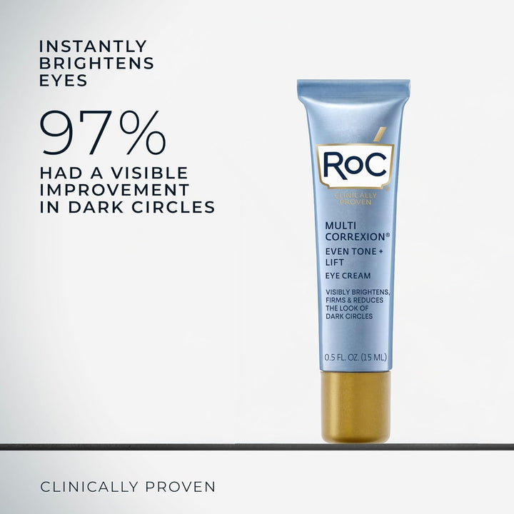 Roc Multi Correxion 5 in 1 Anti-Aging Eye Cream for Puffiness, under Eye Bags & Dark Circles, Skin Care Treatment with Shea Butter, (.5 Oz) with Night Cream Packette (Packaging May Vary)