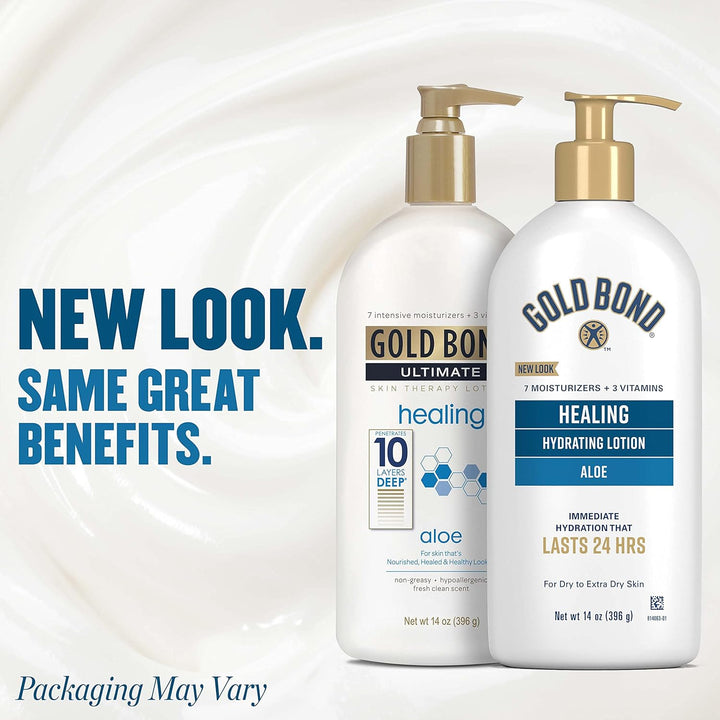 Gold Bond Ultimate Healing Skin Therapy Lotion with Aloe, 14 Oz., Non-Greasy & Hypoallergenic