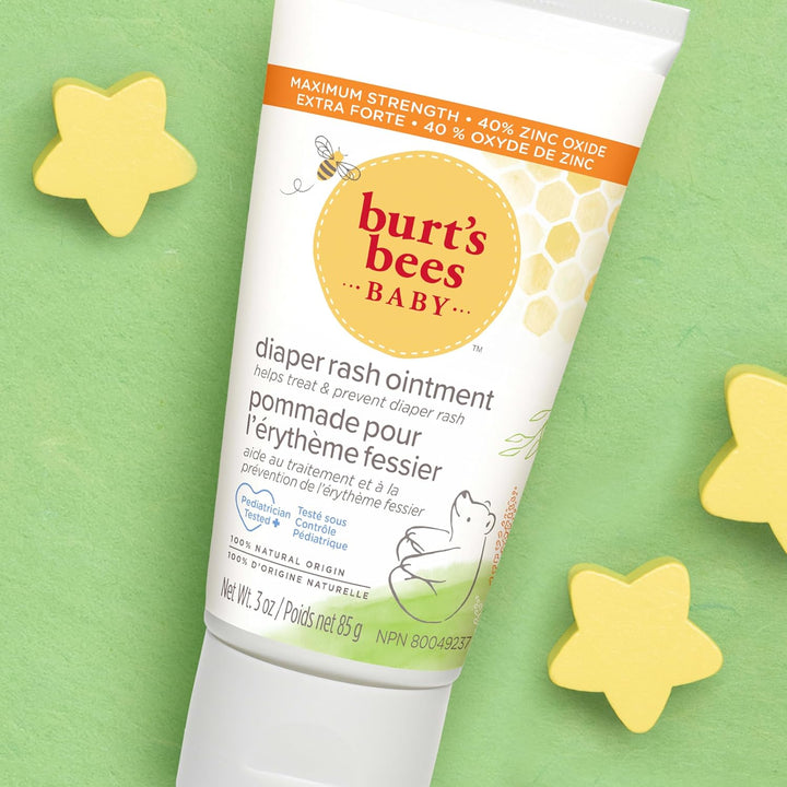 Burt'S Bees Baby Diaper Rash Ointment, Maximum Strength, 40% Zinc Oxide, 100% Natural Origin, Pediatrician Tested, Net Weight 3 Ounces , Pack of 2
