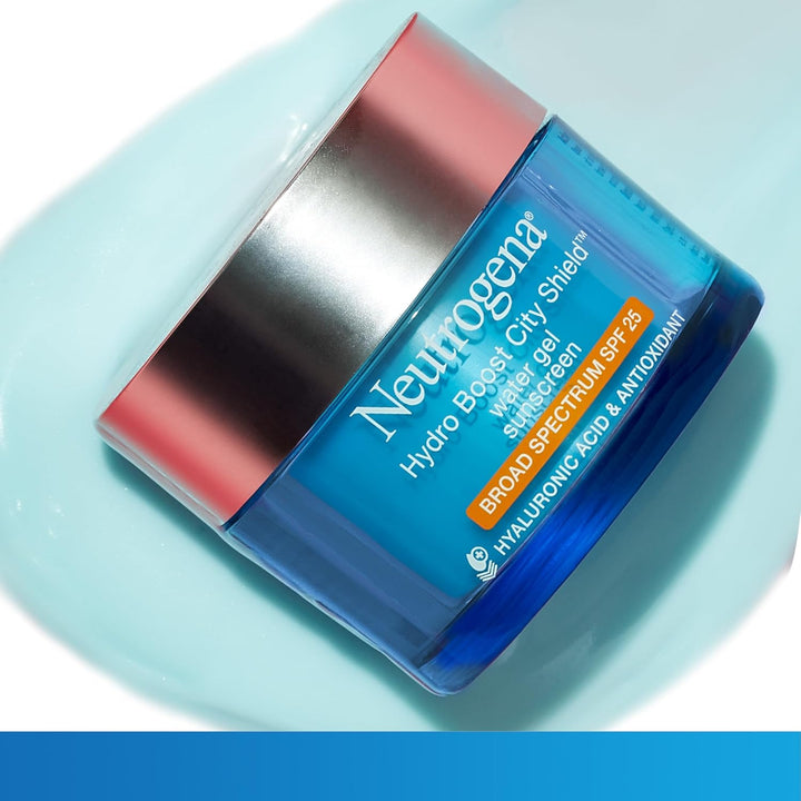 Neutrogena Hydro Boost City Shield Water Gel Face Moisturizer with Broad Spectrum SPF 25, Hydrating Facial Sunscreen with Hyaluronic Acid, Oil-Free and Non-Comedogenic Face Lotion, 1.7 Oz