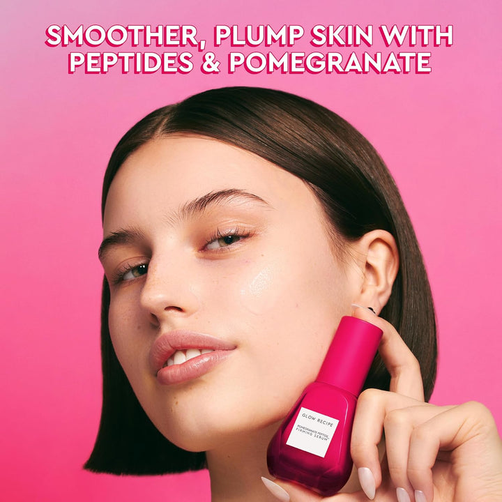 Glow Recipe Pomegranate Copper Peptides Face Serum - Plumping, Firming Multi Peptide anti Aging Serum for Women & Men + Hydrating Hyaluronic Acid to Smooth Lines, Support Collagen & Skin Elastin, 30Ml