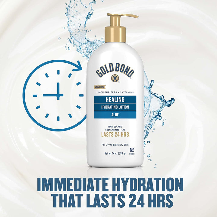 Gold Bond Ultimate Healing Skin Therapy Lotion with Aloe, 14 Oz., Non-Greasy & Hypoallergenic