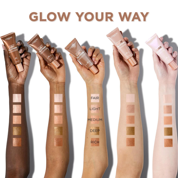L'Oreal Paris Makeup True Match Lumi Glotion, Natural Glow Enhancer, Illuminator Highlighter, Bronzing Drops for a Sun-Kissed Glow, 904 Deep