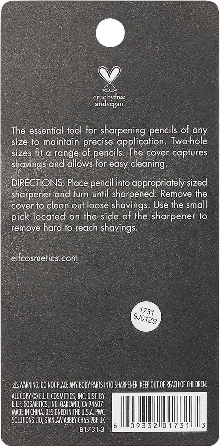 E.L.F., Dual-Pencil Sharpener, Convenient, Essential Tool, Sharpens, Easy to Clean, Travel-Friendly, Compact, Includes Bonus Small Sharpener
