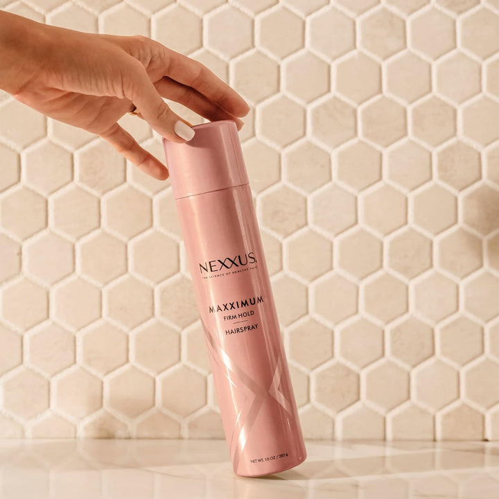 Nexxus Maximum Hold Finishing Hair Spray, for Control, Hold Hairspray for Women Hair Styling, Pink, 10 Oz