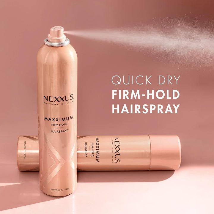 Nexxus Maximum Hold Finishing Hair Spray, for Control, Hold Hairspray for Women Hair Styling, Pink, 10 Oz