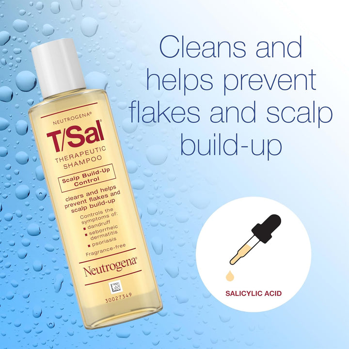 Neutrogena T/Sal Therapeutic Scalp Shampoo for Scalp Build-Up Control with 3% Salicylic Acid, Scalp Treatment for Dandruff, Scalp Psoriasis & Seborrheic Dermatitis Relief, 4.5 Fl. Oz
