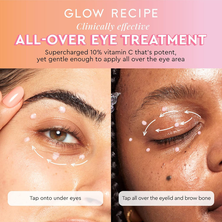 Glow Recipe Guava Vitamin C Brightening Eye Gel - Niacinamide, Peptides & Green Caffeine Gentle under Eye Cream for Dark Circles, Puffiness & Bags - Lightweight, Hydrating, Firming - Makeup Prep, 15Ml