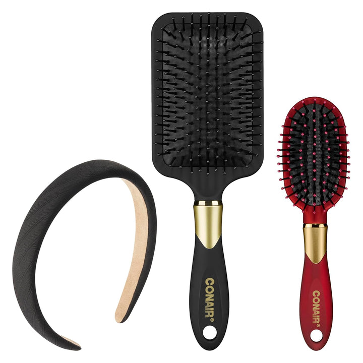 Conair Velvet Touch Paddle Cushion Hair Brush - Detangling Hairbrush - Curly or Straight Styles - Men or Women - Detangler - Features Soft Touch Handle - Sage Green