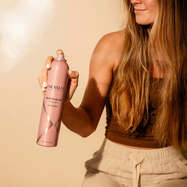 Nexxus Maximum Hold Finishing Hair Spray, for Control, Hold Hairspray for Women Hair Styling, Pink, 10 Oz
